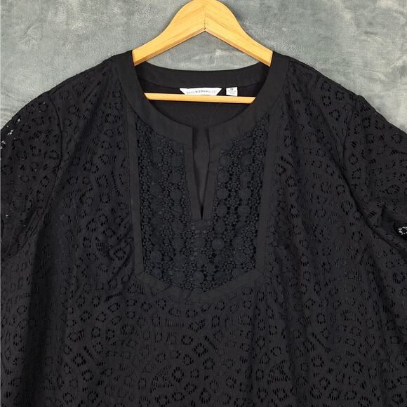 Womens Top 3X Black Whimsygoth Fairy Grunge Sheer Crochet‎ Lace Tunic Dainty - Picture 3 of 8